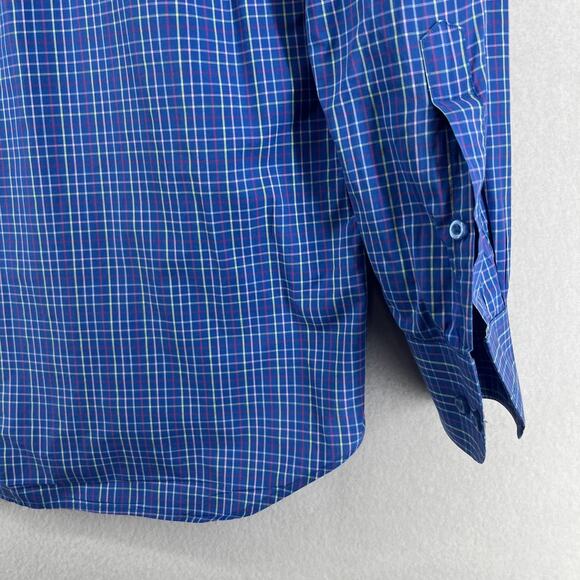 PAUL STUART Shirt Mens M Plaid Woven Button Up Long Sleeve Cotton Blue - Picture 9 of 16